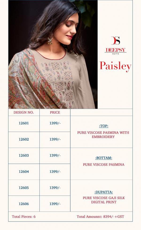 Deepsy Paisley Festive Wear Pashmina Embroidery Salwar Kameez